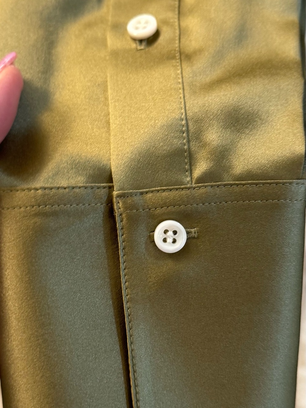 Victoria's Secret “Atelier Collection” Olive Green Asymmetrical Satin Blouse. - Picture 7 of 12